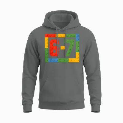 67 Building Blocks for Kids Boys Six Seven Funny 6-7 Meme Unisex Hoodie - Graphite Heather