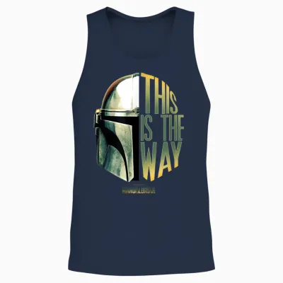 Star Wars: the Mandalorian This Is the Way Helmet Logo Stack Unisex Tank Top - Navy