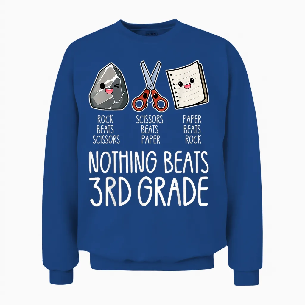 Nothing Beats 3rd Grade Funny Back to School Kids Teachers Unisex Sweatshirt in Royal