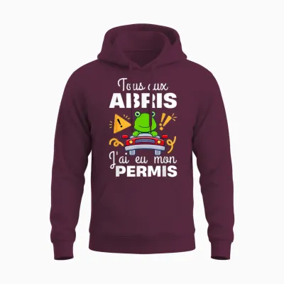 Young Driver Humor Gift Driving License T-Shirt, Black, S Unisex Hoodie - Maroon