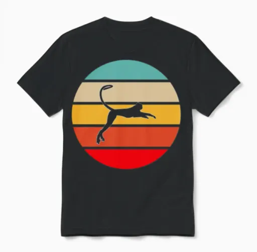 Monkey Retro Unisex T-Shirt - Black