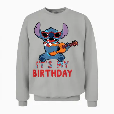 Disney Lilo & Stitch Tropical Party It's My Birthday T-Shirt, Black, S Unisex Sweatshirt - Ash