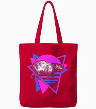 Capybara Retro Tote Bags - Red
