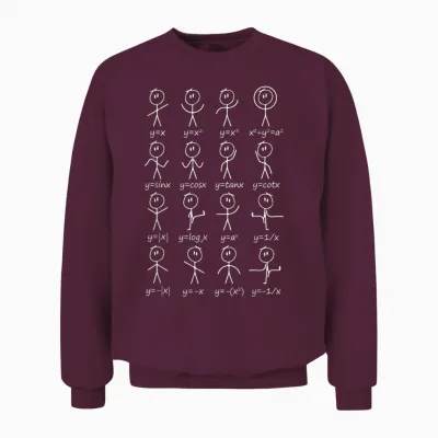 Maths I Stick Figures I Functions Equations I Mathematics T-Shirt, Black Unisex Sweatshirt - Maroon