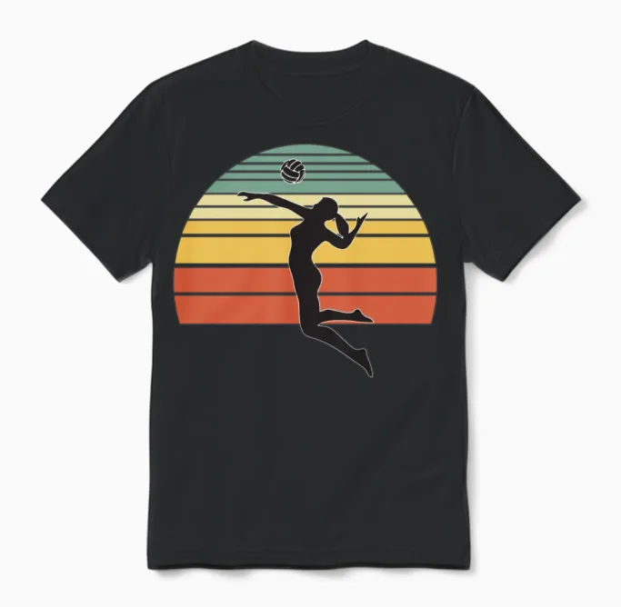Volleyball Vintage Unisex T-Shirt in Black
