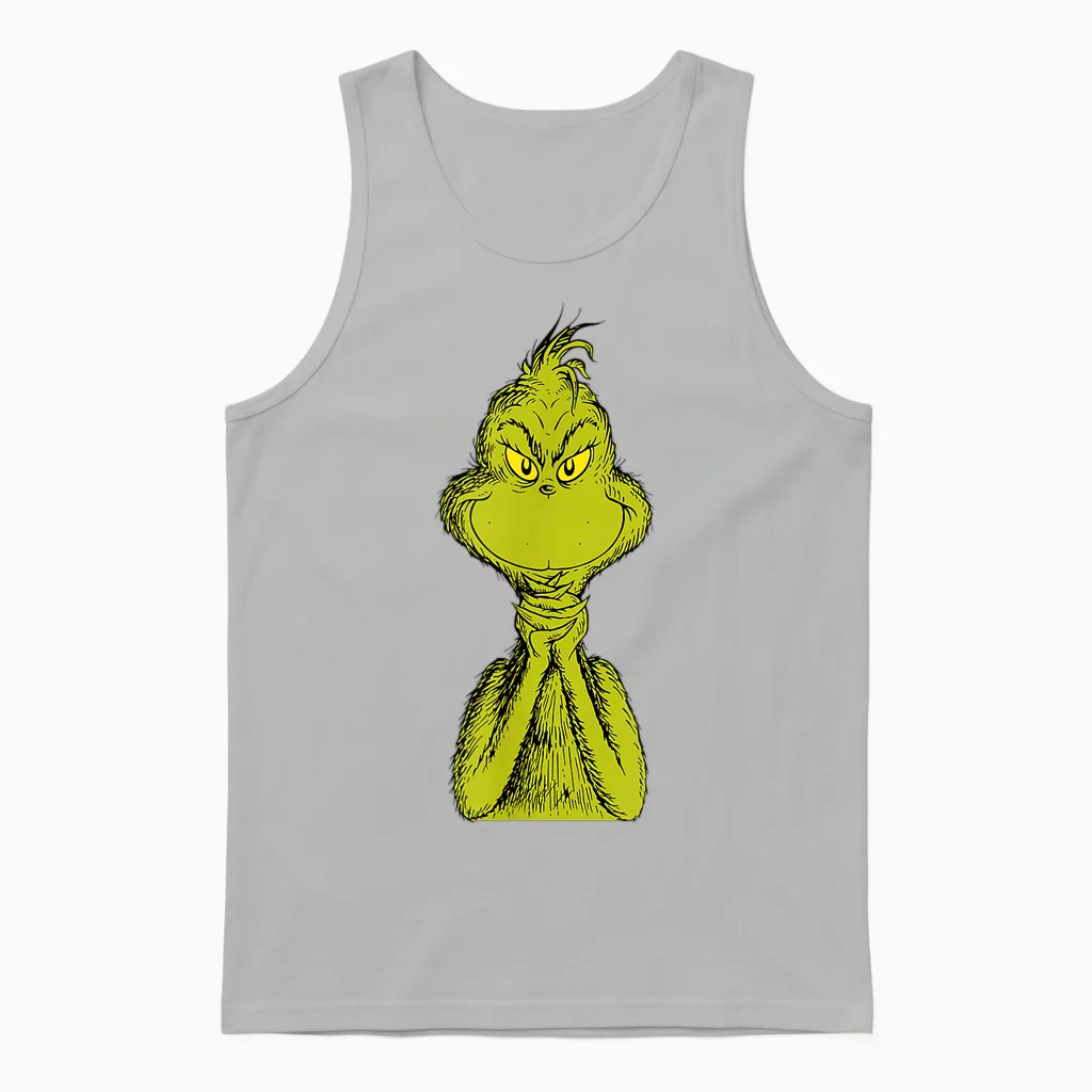 Dr. Seuss Classic Sly Grinch Unisex Tank Top in Ash