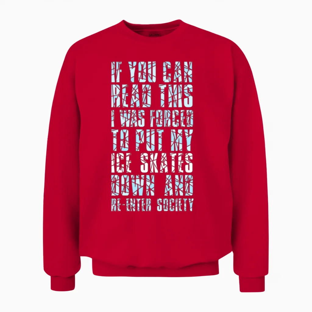 Funny Ice Skating Unisex Sweatshirt in Red