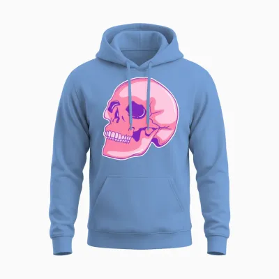 Funny Skull Unisex Hoodie - Carolina Blue