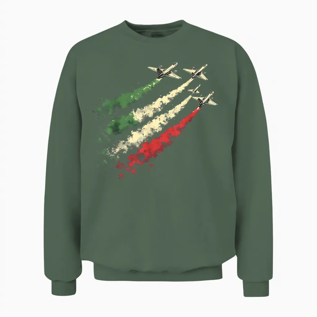 Italienische Luftwaffe Frecce Italien Farbflugzeug Unisex Sweatshirt in Military Green