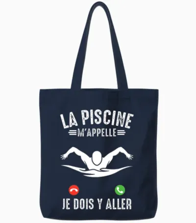 La Piscine M'appelle Natation Nageur Nager Piscine Humour T-Shirt Haut De Gamme Tote Bags - Navy