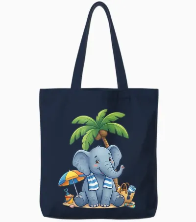 éléphant à La Plage En été Tote Bags - Navy
