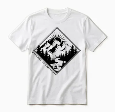 Hiking Mountain Camping Welcome to Simplicity Unisex T-Shirt - White