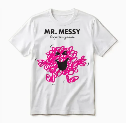 Mr. Men Mr. Messy Unisex T-Shirt in White