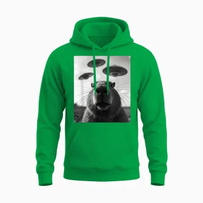 Lustiges Grafik Capybara Kostüm Wasserschwein Selfie Ufo Unisex Hoodie - Irish Green