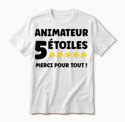 School Extracurricular Animator 5 Stars Merci Animateur Unisex T-Shirt - White