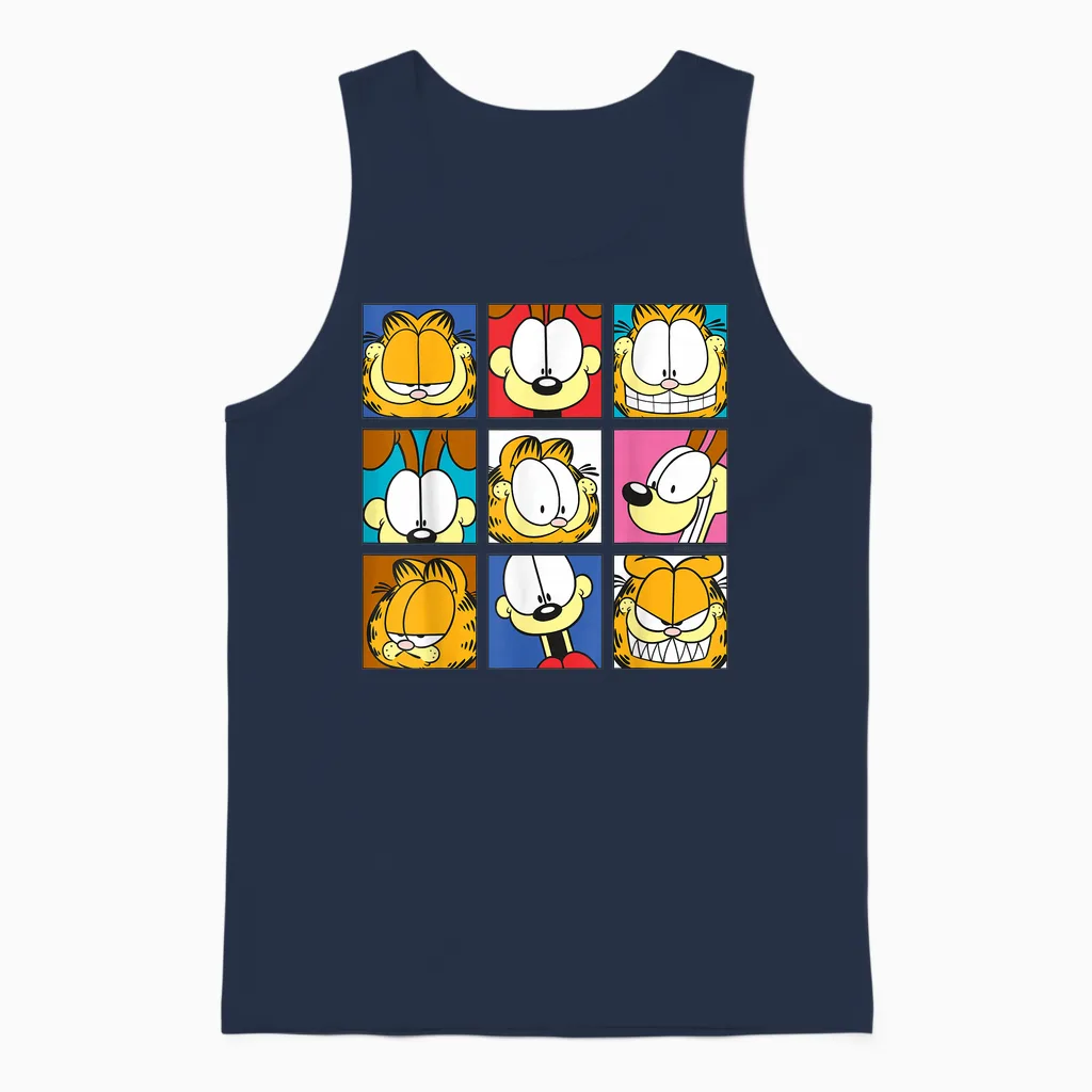 Garfield - Odie All Faces Classic T-Shirt, Black, S Unisex Tank Top in Navy