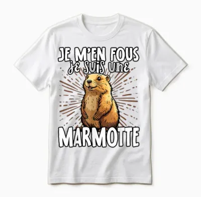 Je M'en Fous Je Suis Une Marmotte Mignonne T-Shirt, Black, S Unisex T-Shirt - White