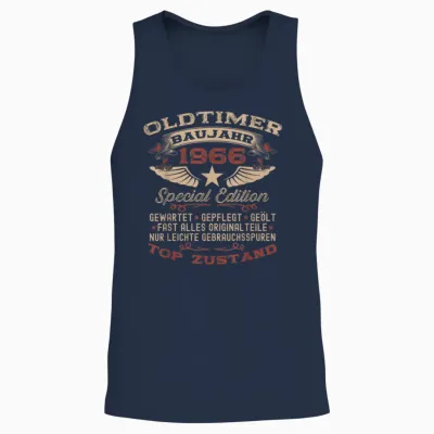 58th Birthday Gift Vintage 1966 Vintage Funny T-Shirt, Black Unisex Tank Top - Navy