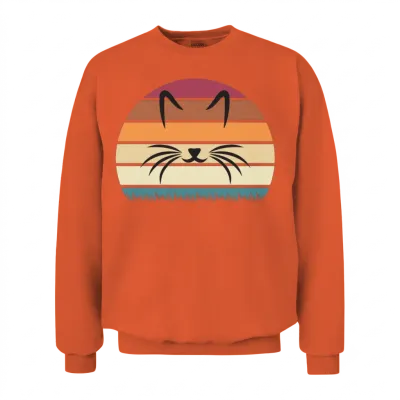 Retro Cat Unisex Sweatshirt - Orange