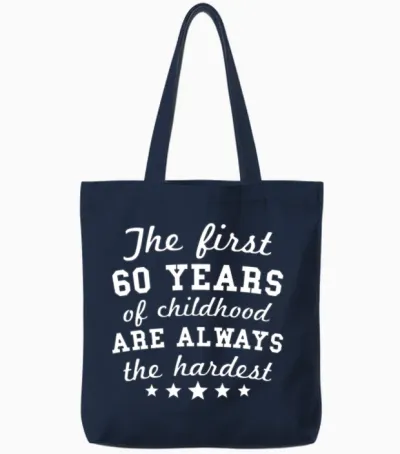 60 Years of Childhood 60th Birthday Tote Bags - Navy