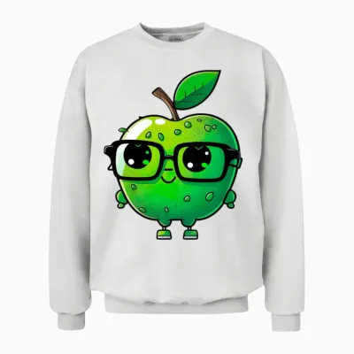Cute Apple with Glasses - Funny Apple Unisex Sweatshirt - White