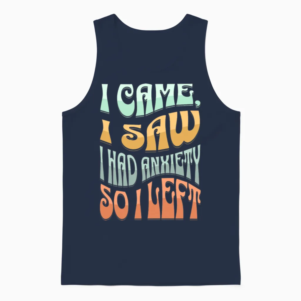 Funny Anxiety Unisex Tank Top in Navy