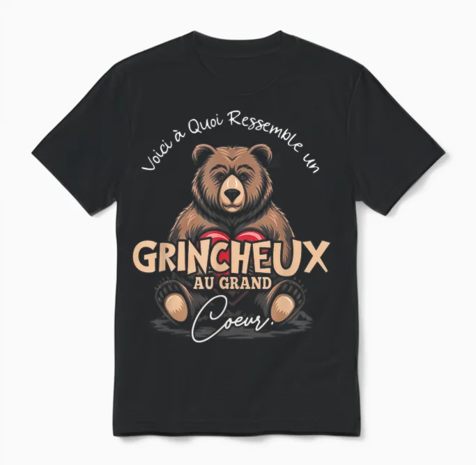 Râleur Râleur Humour Party Papa Grandpa - Grumpeux Au Grand Coeur Unisex T-Shirt in Black