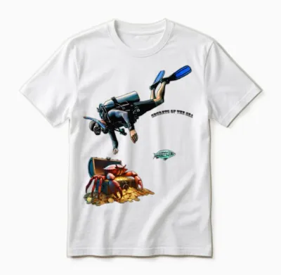 Scuba Diver and a Treasure Chest of Gold Coins Urm Unisex T-Shirt - White
