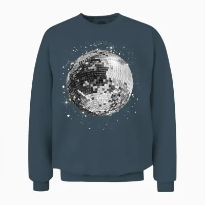 Black and White Disco Ball Club Retro Unisex Sweatshirt - Dark Heather