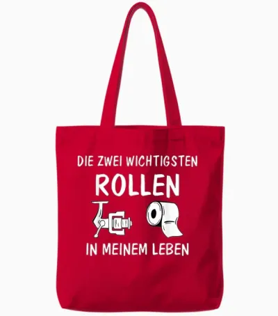 Funny Angel T-Shirt with German Text "die Zwei Wichtigsten Rollen in Meinem Leben ", Black Tote Bags - Red