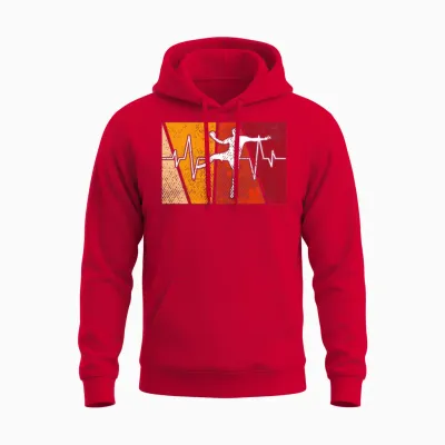 Handball Retro Heartbeat Unisex Hoodie - Red