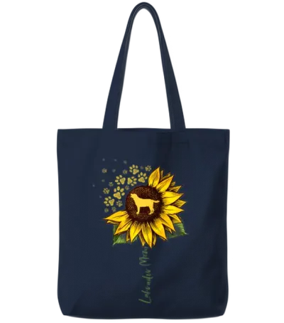 Labrador Mom Sunflower Labrador Retriever Dog Mom Tote Bags - Navy