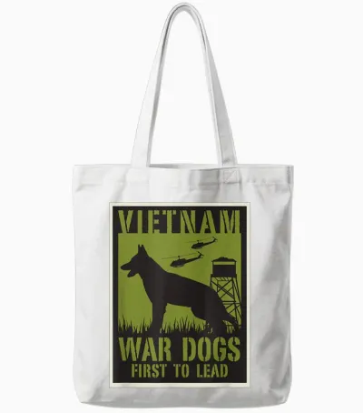 Vietnam War Dogs T-Shirt, Black, S Tote Bags - White