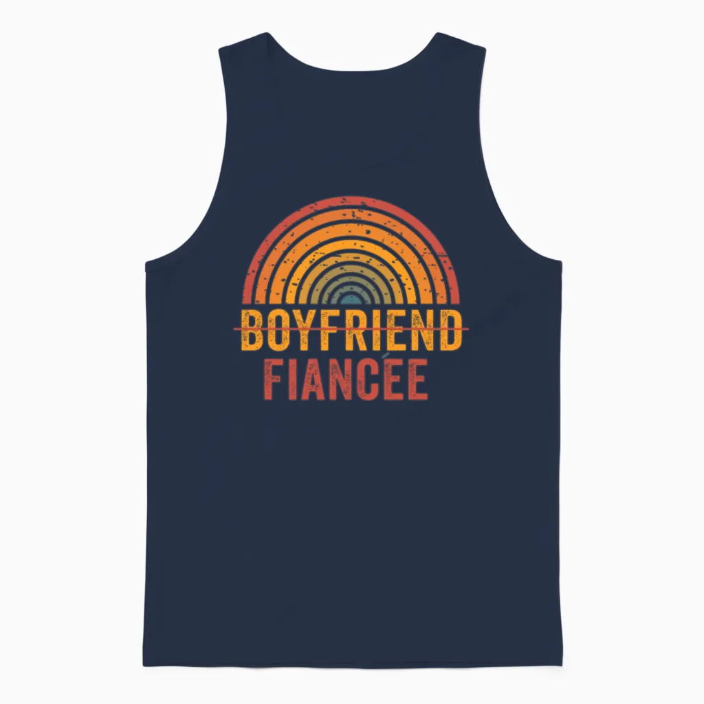 Couple Engagement Engaged Men Funny Fiancee Unisex Tank Top in Navy