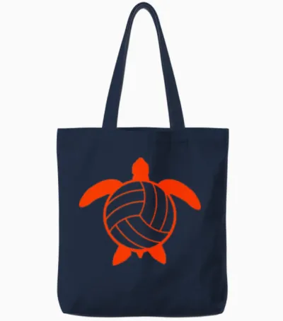 Water Turtle Volleyball Sport Hobby Volley Logo Tote Bags - Navy