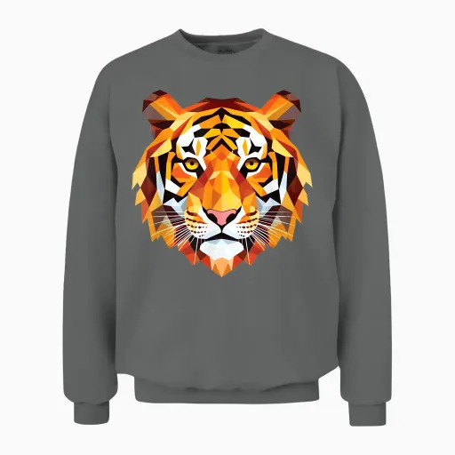 Geometrisches Polygon, Tigerkopf, Kunst, Wildtier-Design Unisex Sweatshirt in Graphite Heather