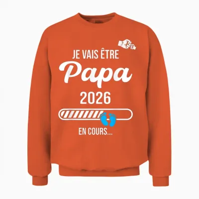 Je Vais être Papa 2026, Future Papa 2026 Unisex Sweatshirt - Orange