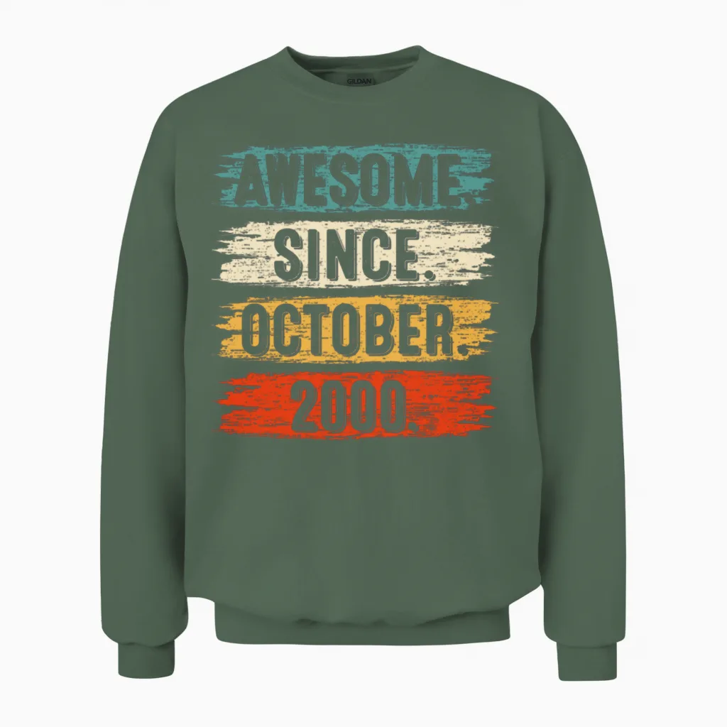 22 Years Old Gifts Awesome Since October 2000 22nd Unisex Sweatshirt in Military Green