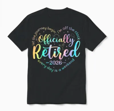 Retro Officially Retired 2026 Heart Funny Retirement Women Unisex T-Shirt - Black