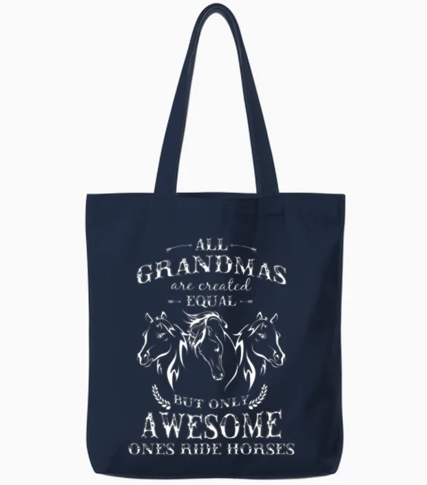 Horse - Horse - Grandmas Are Created Equal, Only Tote Bags in Navy