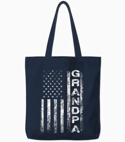 Grandpa Vintage American Flag Father's Day 4th of July Papa Tote Bags - Navy