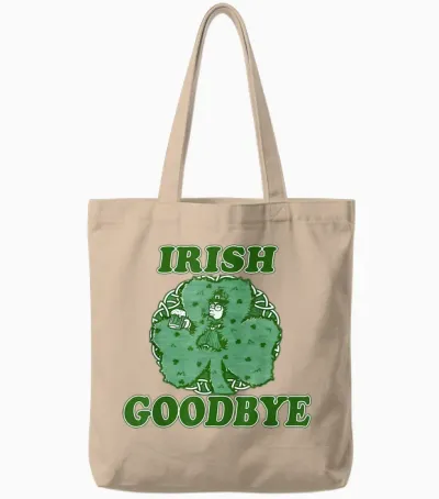 Irish Goodbye Leprechaun with Beer Shamrock St Patrick's Day Tote Bags - Natural