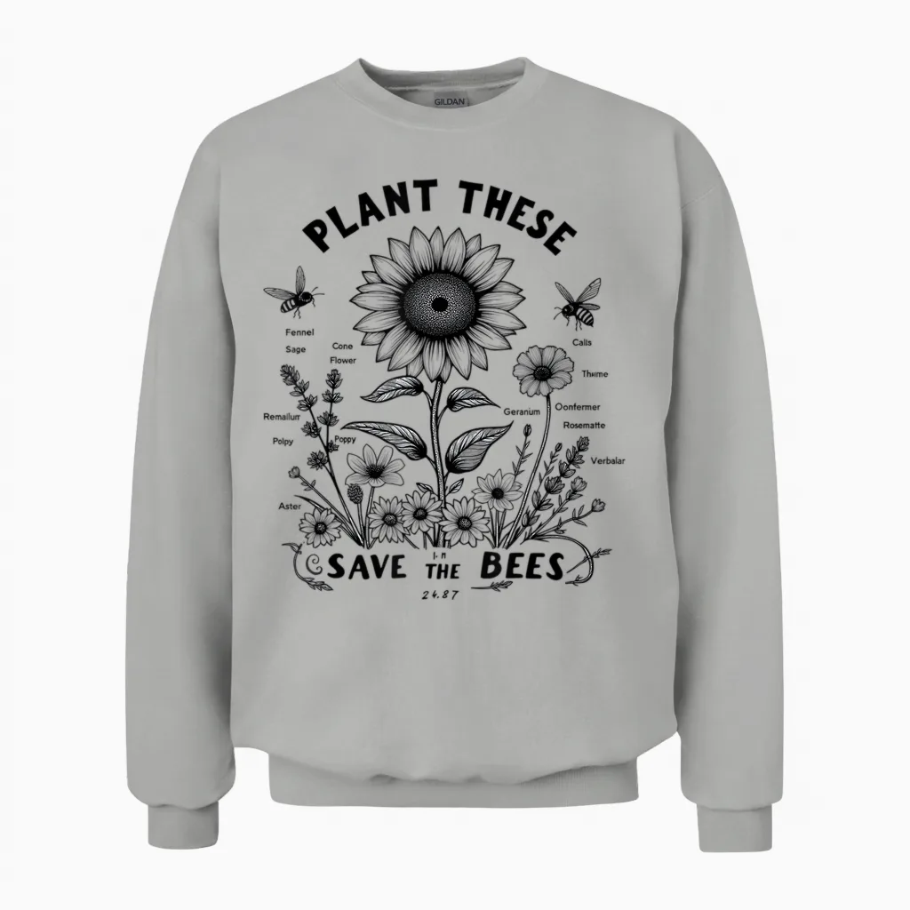 Plant This Save the Bees Unisex Sweatshirt in Ash