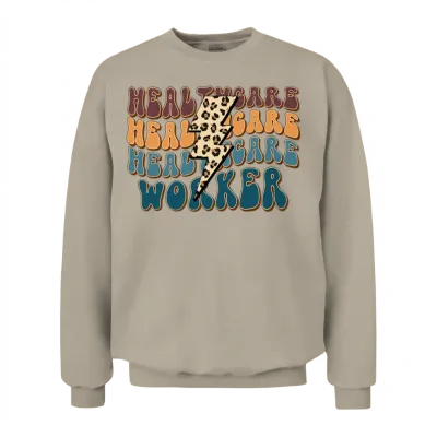 Retro Leopard Healthcare Worker Unisex Sweatshirt - Sand