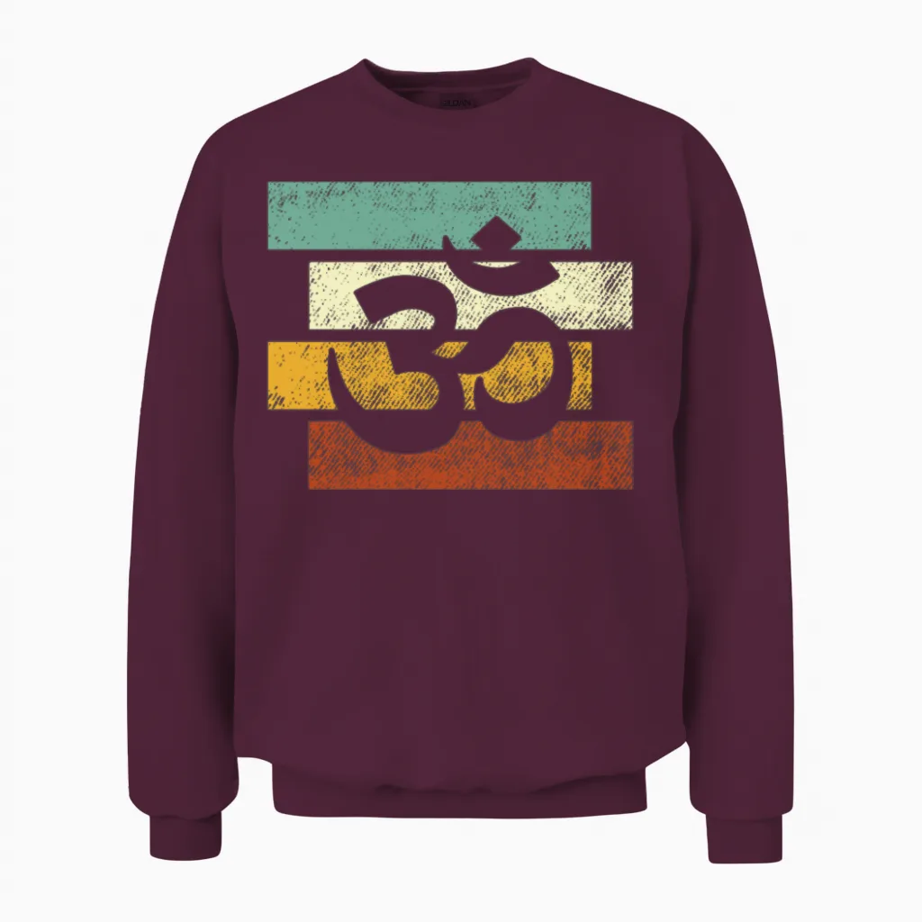 Meditation Retro Unisex Sweatshirt in Maroon