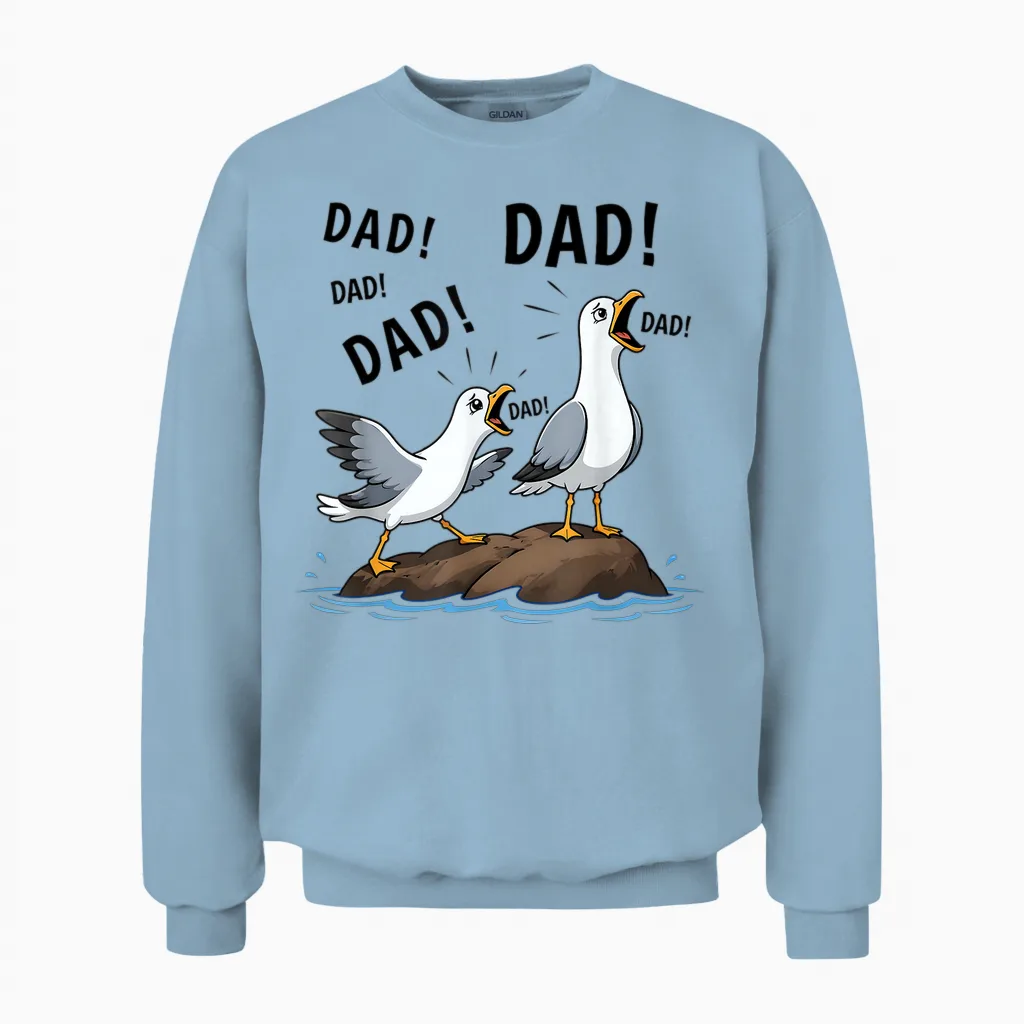 Papa Möwe Funny Daddy Möwen Vatertag Humor Cool Unisex Sweatshirt in Light Blue