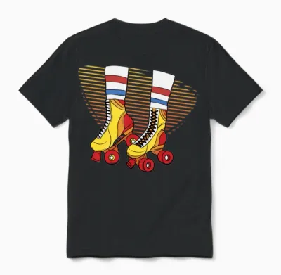 Retro Roller Skates Unisex T-Shirt - Black