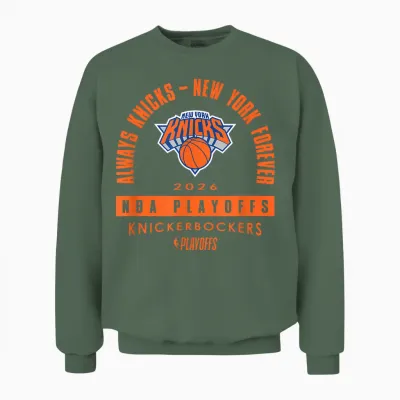 Nba 2026 Playoffs Mantra Knicks Over the Rainbow Unisex Sweatshirt - Military Green