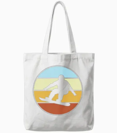 Snowboarding Retro Tote Bags - White
