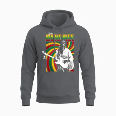 Jimi Hendrix Reggae Swirl on Stage Vintage Band Unisex Hoodie - Charcoal